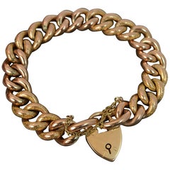 Edwardian 9 Rose Carat Gold Chased Curb Bracelet Antique Edwardian 9 Rose Carat Gold Chased Curb Bracelet