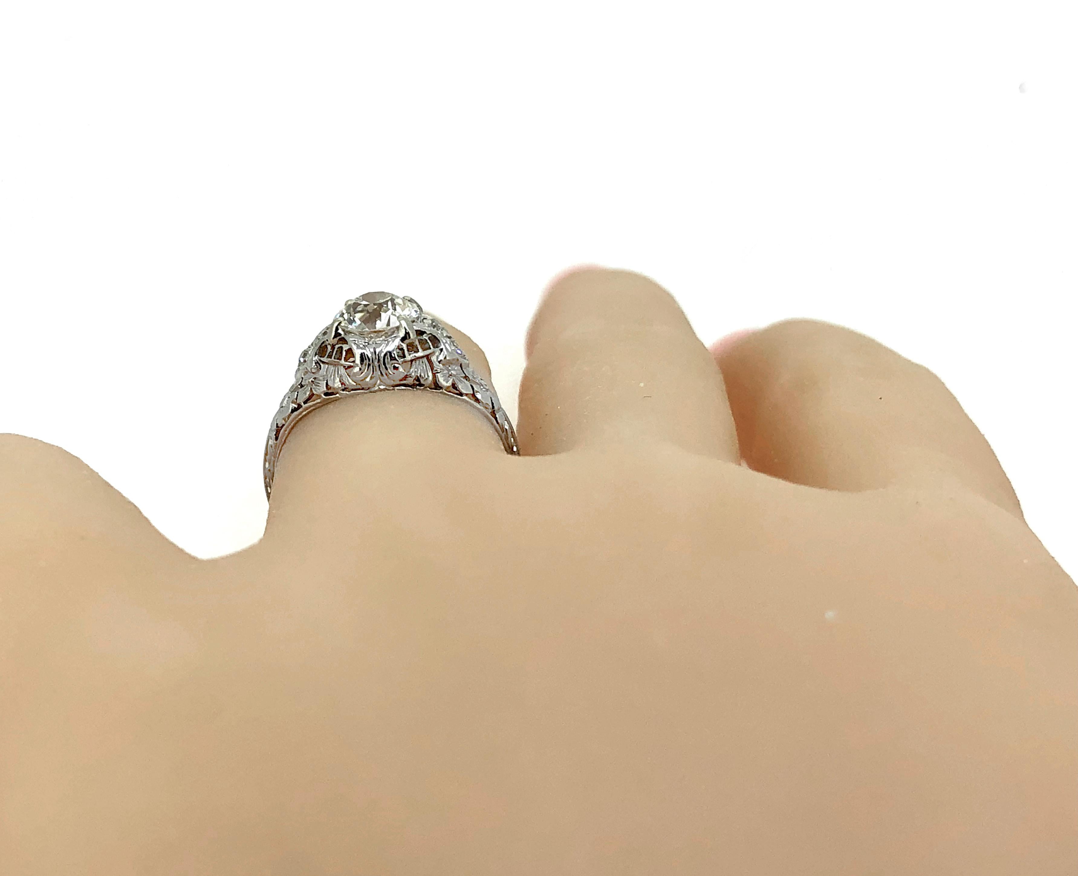 Women's Edwardian .90 Carat Diamond Antique Engagement Ring Platinum
