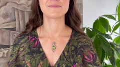 Edwardian 9.15 Carat Peridot Diamond 14 Karat Rose Gold Silver Brooch Pendant