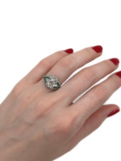 Edwardian 950 Platinum ~2 Carat Central Diamond Emerald Engagement Ring