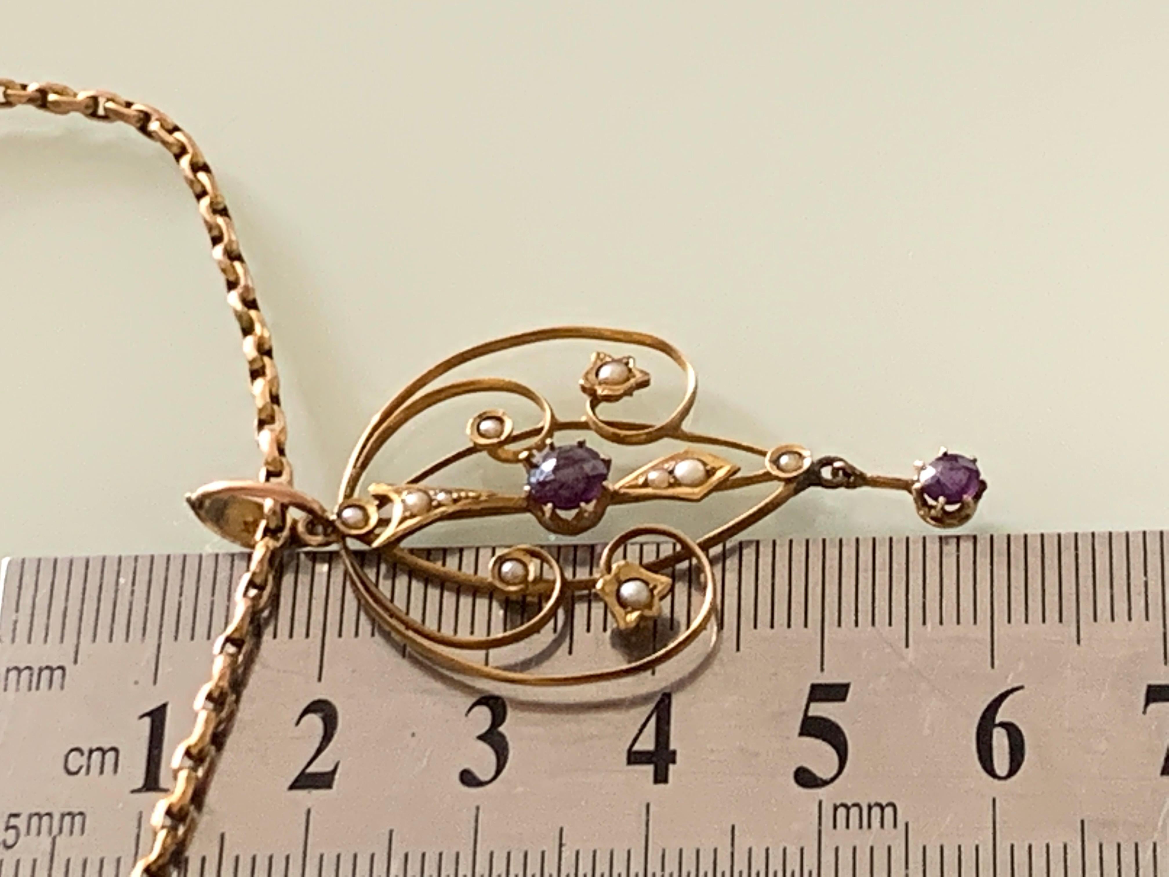 Edwardian 9ct Gold Necklace  For Sale 6