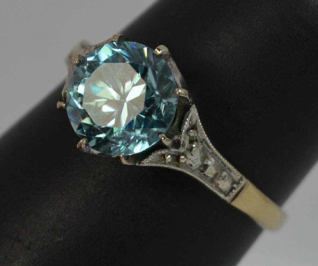 Edwardian 9 Carat Gold Platinum Blue Zircon Ring 8