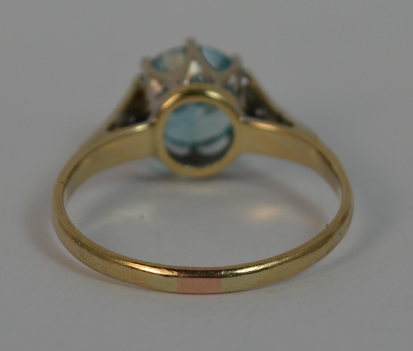 Edwardian 9 Carat Gold Platinum Blue Zircon Ring 5