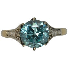 Edwardian 9 Carat Gold Platinum Blue Zircon Ring Edwardian 9 Carat Gold Platinum Blue Zircon Ring
