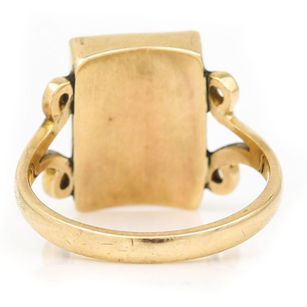 Edwardian 9ct gold ‘R’ Initial Onyx Signet Ring Circa 1900 2