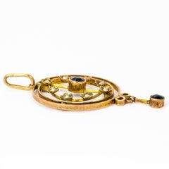 Edwardian 9 Carat Gold Sapphire Pearl Pendant