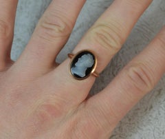 Edwardian 9 Carat Rose Gold and Hardstone Cameo Solitaire Ring
