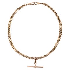 Edwardian 9ct Rose Gold Curb Link Albert Watch Chain, 41g, Circa 1914