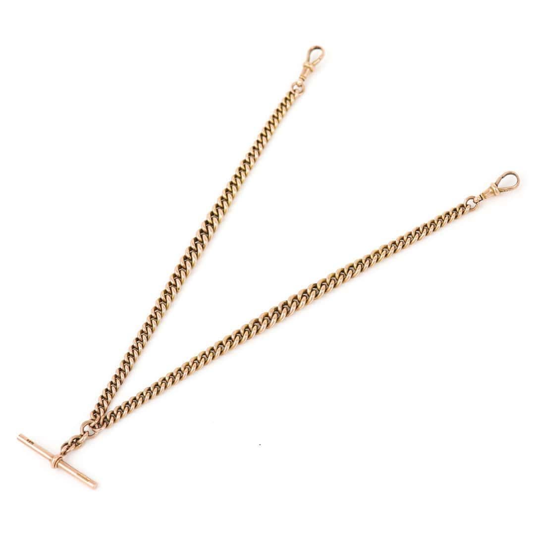 Edwardian 9ct Rose Gold Curb Link Albert Watch Chain, 16” 45.4g, Circa 1910 For Sale 1