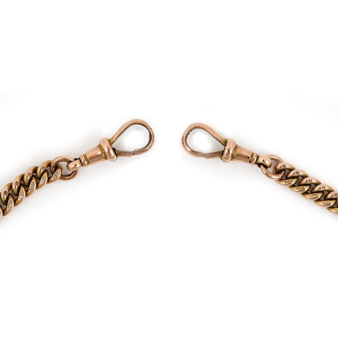 Edwardian 9ct Rose Gold Curb Link Albert Watch Chain, 16” 45.4g, Circa 1910 For Sale 2