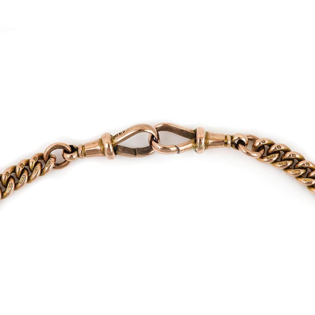 Edwardian 9ct Rose Gold Curb Link Albert Watch Chain, 16” 45.4g, Circa 1910 For Sale 3