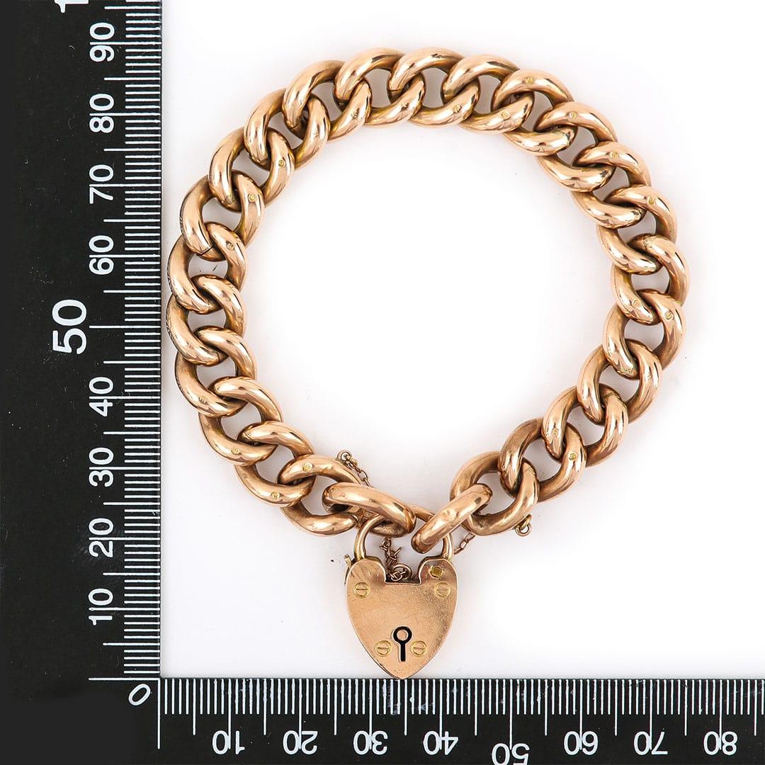 Edwardian 9ct Rose Gold Large Curb Link Bracelet, Circa 1909 6