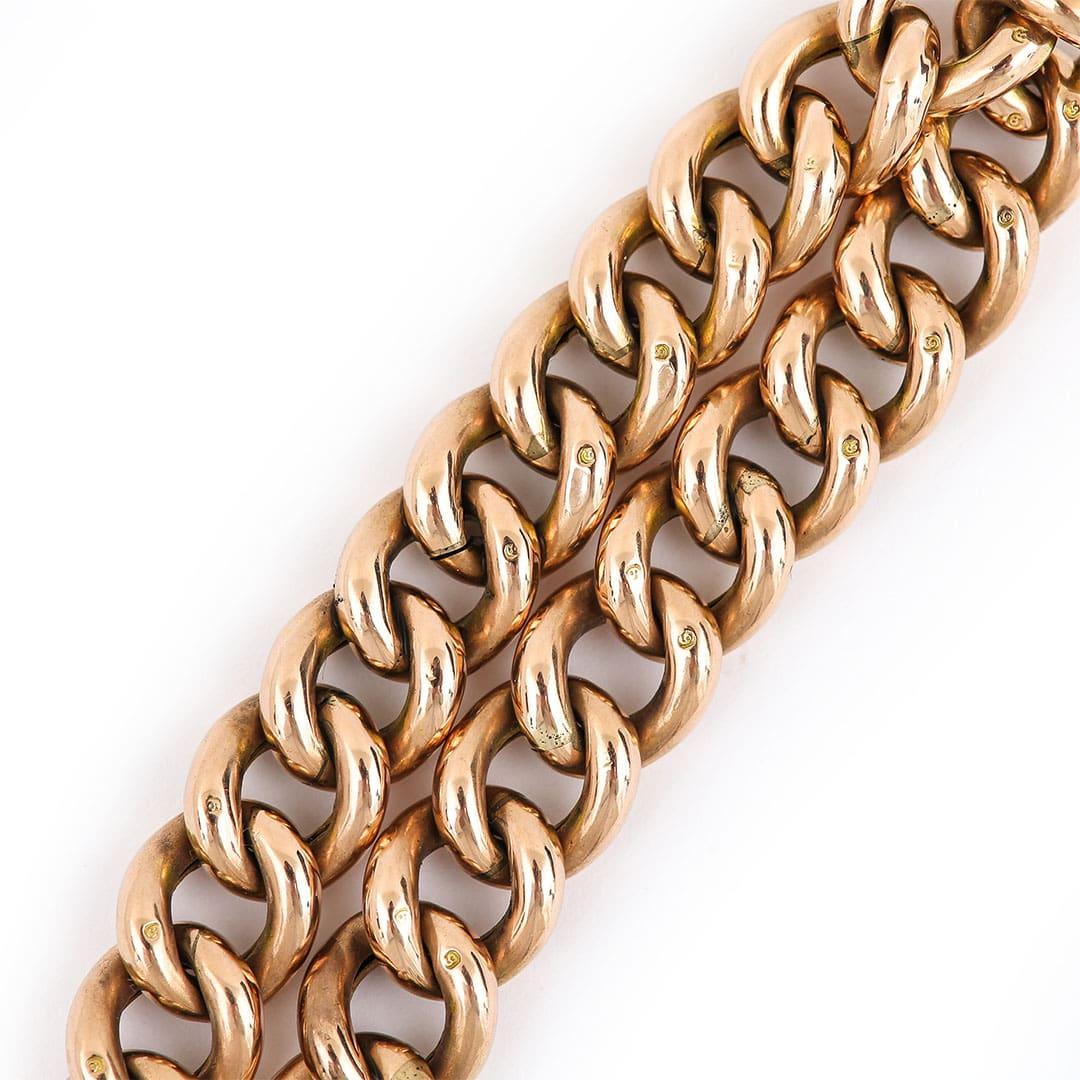 Edwardian 9ct Rose Gold Large Curb Link Bracelet, Circa 1909 1