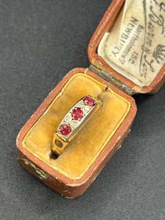 Edwardian 9ct Yellow Gold, Garnet & Diamond Ring, Hallmarked Chester 1903
