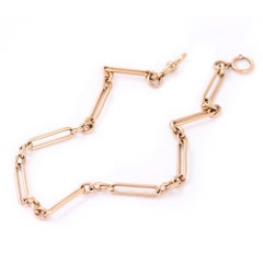 Edwardian 9 Karat 9 Carat Gold Trombone Link Albert Watch Chain, 42g, circa 1901