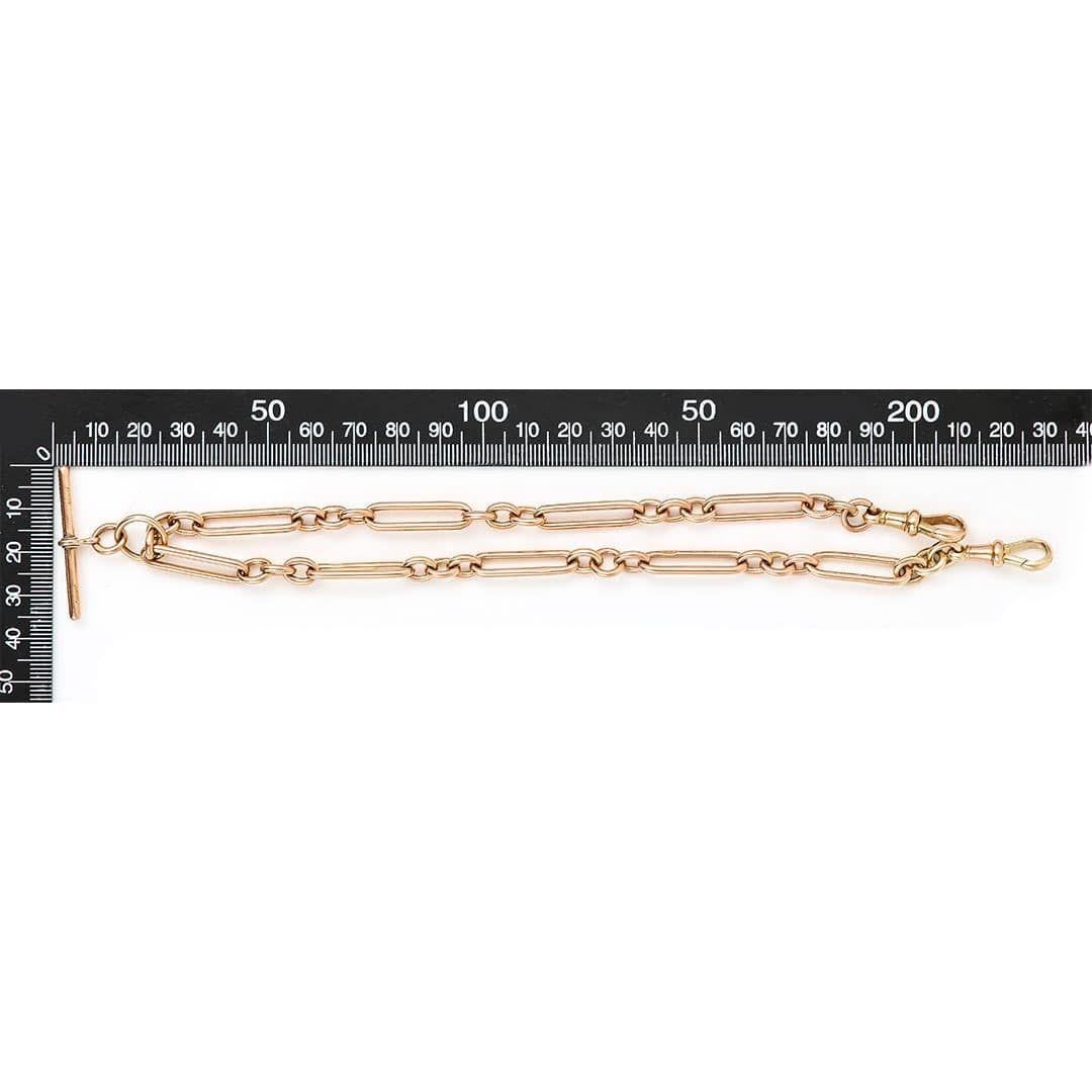Edwardian 9k 9ct Rose Gold Trombone Link Albert Watch Chain, Circa 1914 6