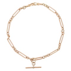 Edwardian 9k 9ct Rose Gold Trombone Link Albert Watch Chain, Circa 1914