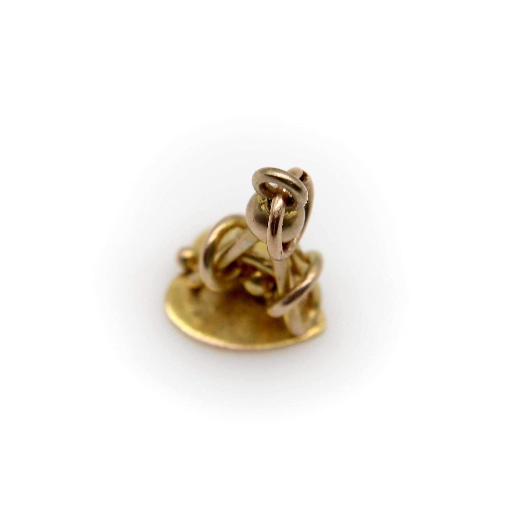 Edwardian 9K Gold Heart Fob In Good Condition For Sale In Venice, CA