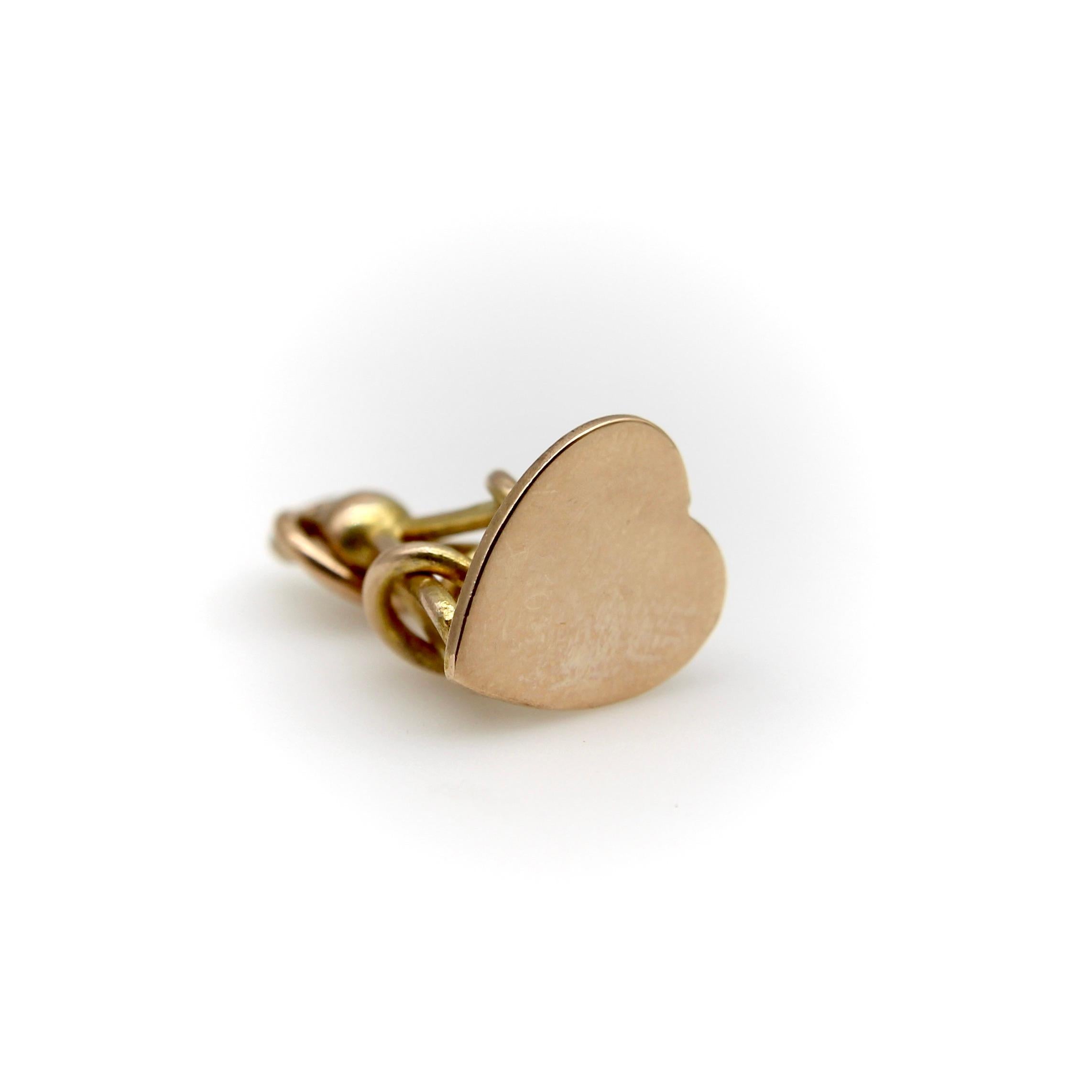 Edwardian 9K Gold Heart Fob For Sale 2