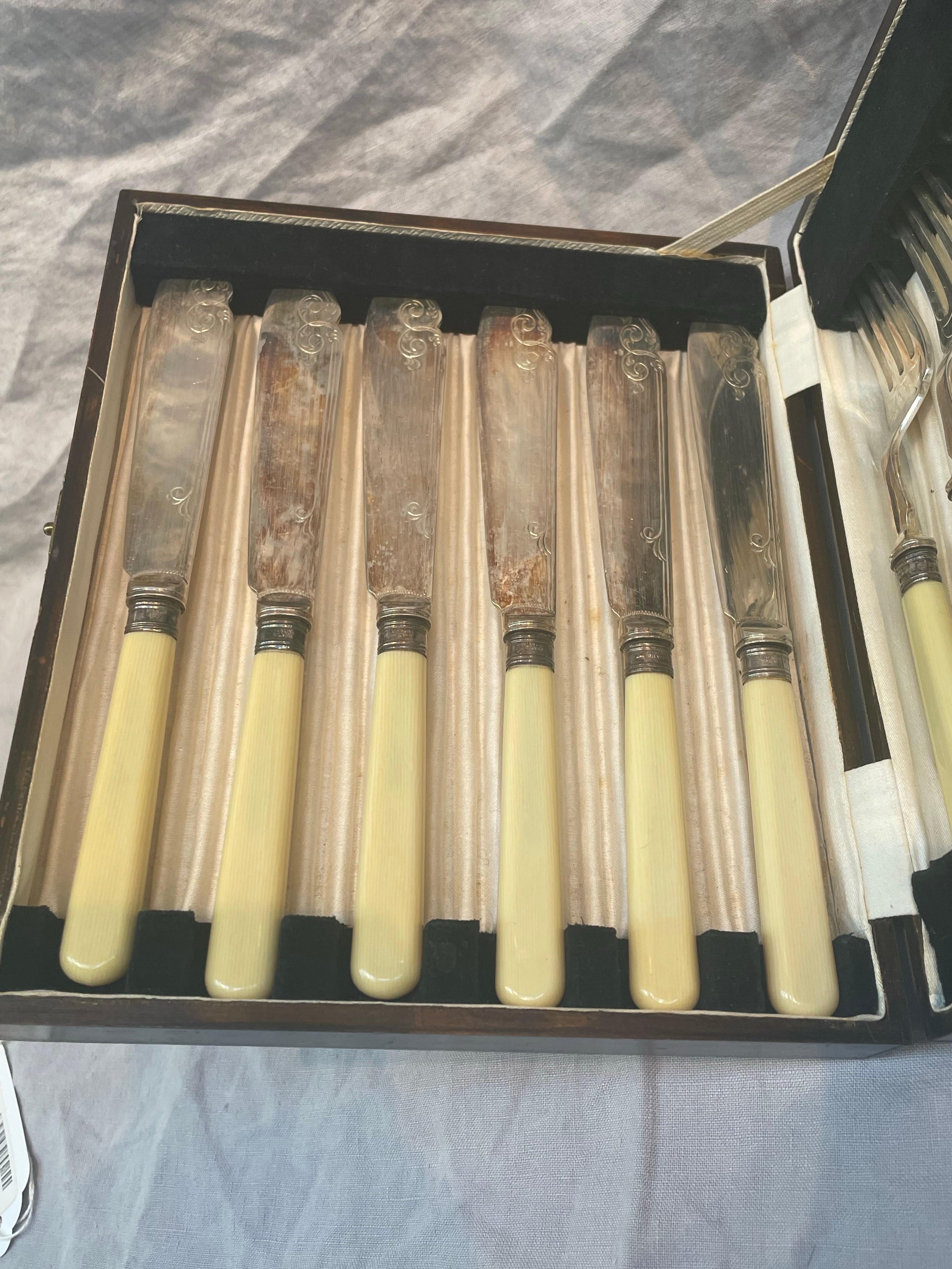 Edwardian A1 Silver-Plated Fish Set by S.M. & Co., in Original Fitted Case For Sale 2