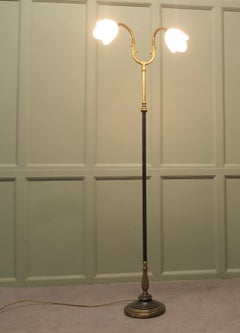 Edwardian Adjustable Floor Standing, Bendy, Twin Reading Lamp