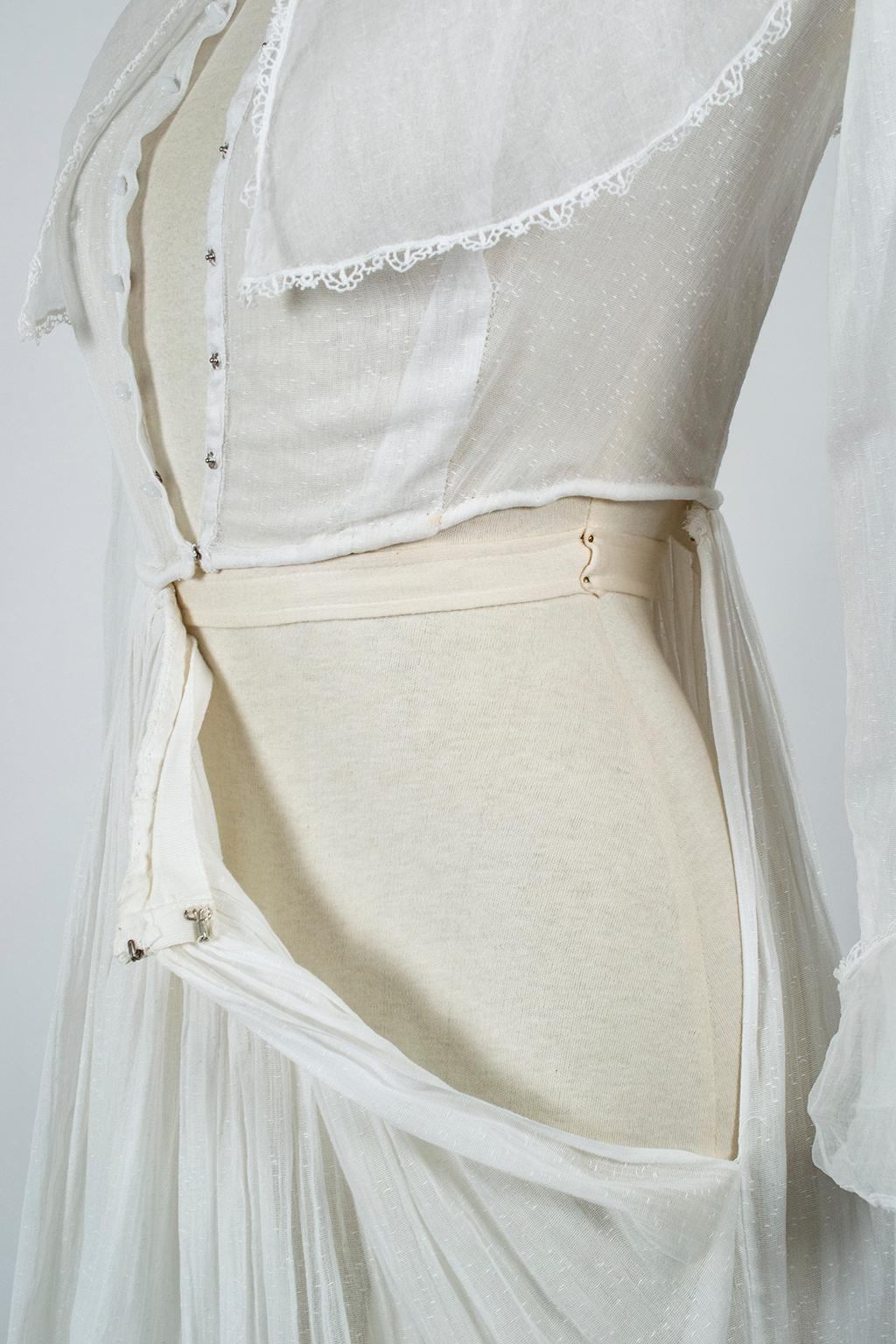 Edwardian Aesthetic Capelet Collar Detachable Bodice Shirtwaist Dress–XXS, 1910s For Sale 4