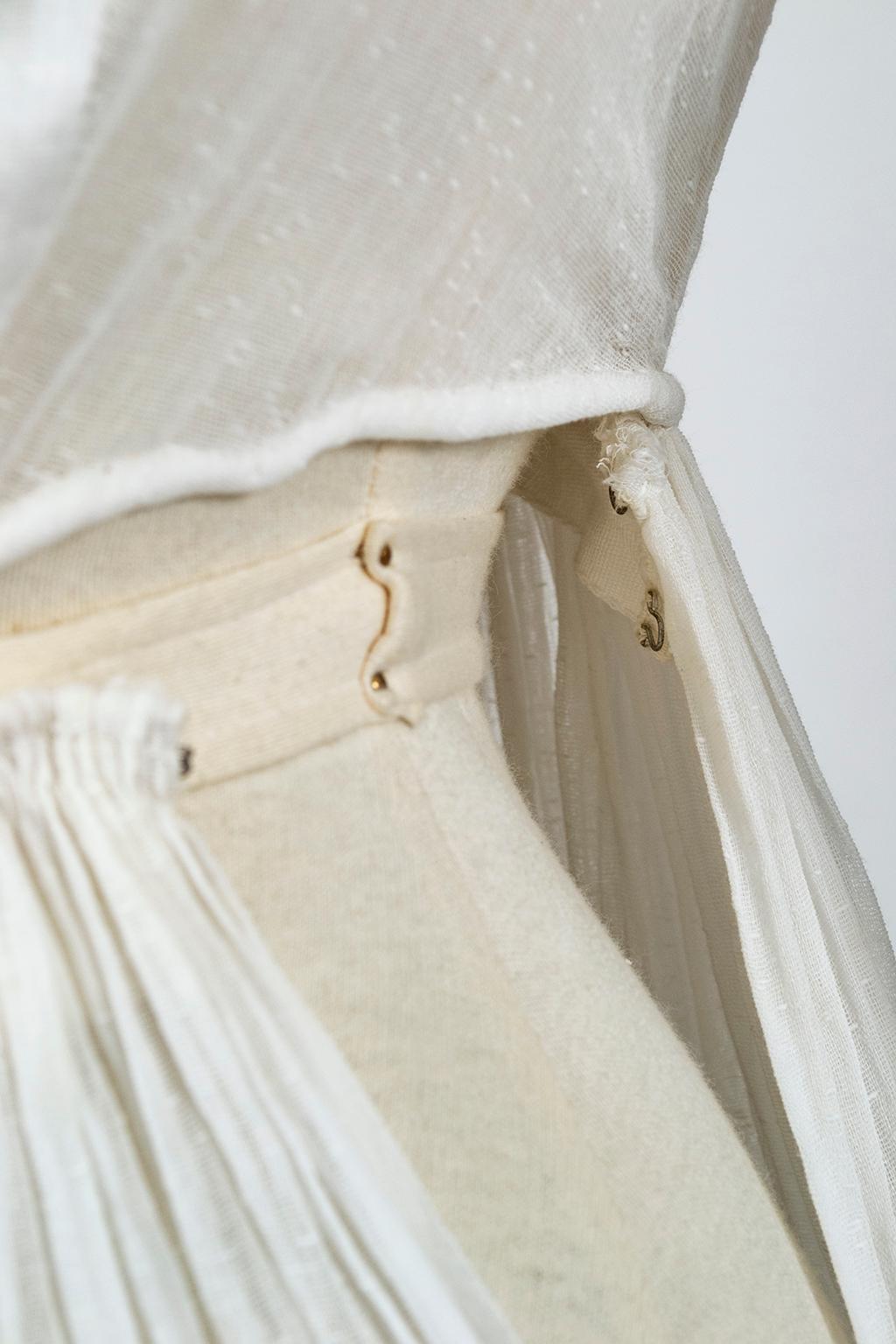 Edwardian Aesthetic Capelet Collar Detachable Bodice Shirtwaist Dress–XXS, 1910s For Sale 5