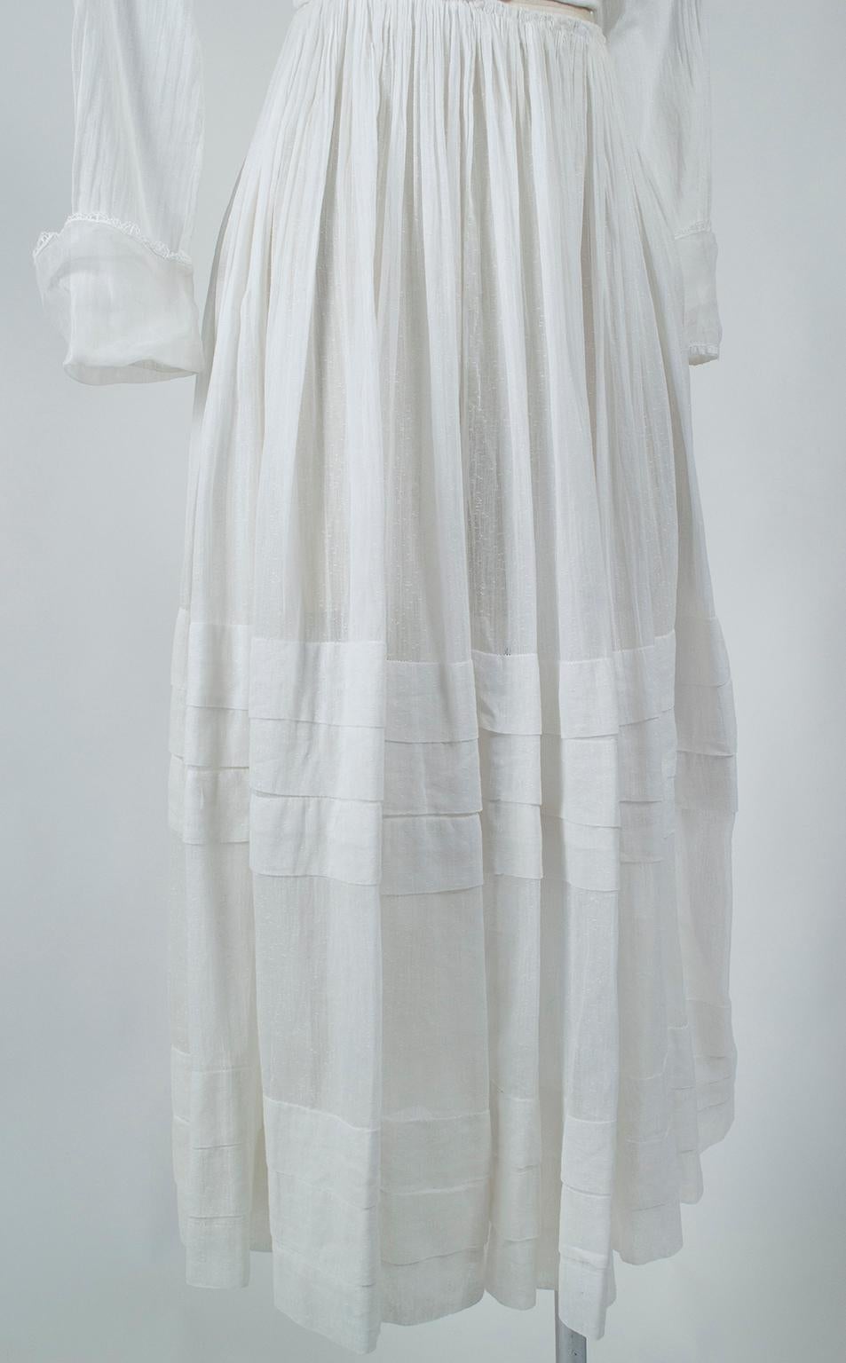 Edwardian Aesthetic Capelet Collar Detachable Bodice Shirtwaist Dress–XXS, 1910s For Sale 7