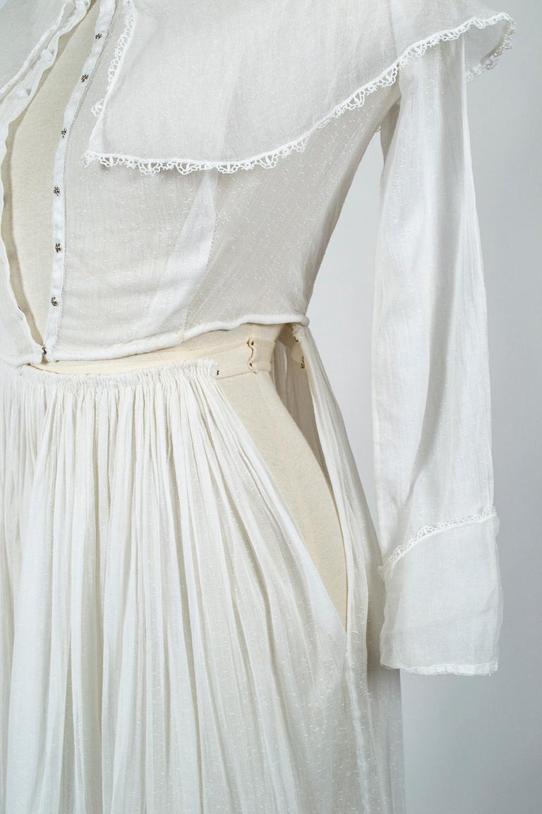 white cotton shirtwaist dress Vicenta White Cotton Poplin Ruched Midi Dress