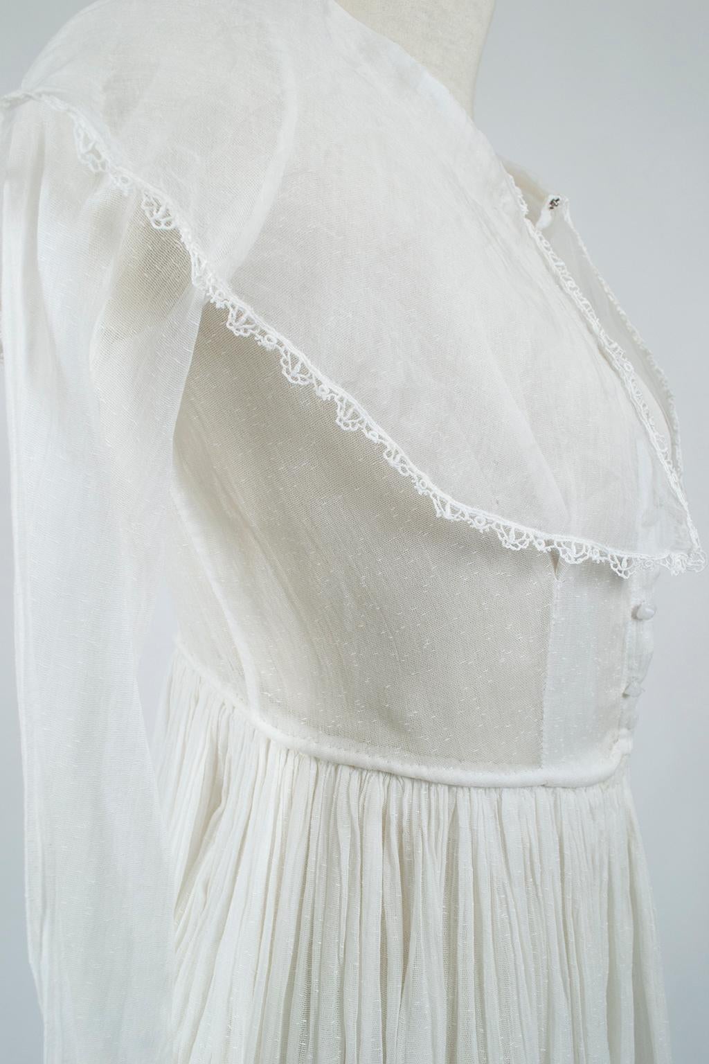 Edwardian Aesthetic Capelet Collar Detachable Bodice Shirtwaist Dress–XXS, 1910s In Excellent Condition For Sale In Tucson, AZ