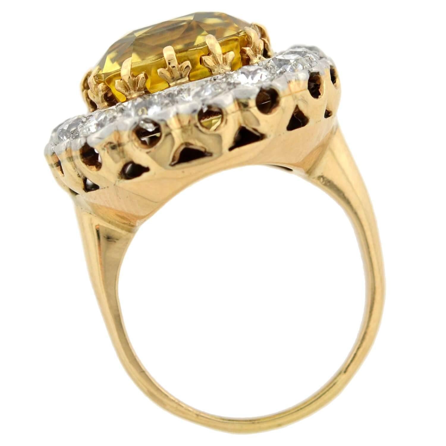 Women's Edwardian AGL Certified 13.37 Carat Natural Ceylon Sapphire Diamond Ring