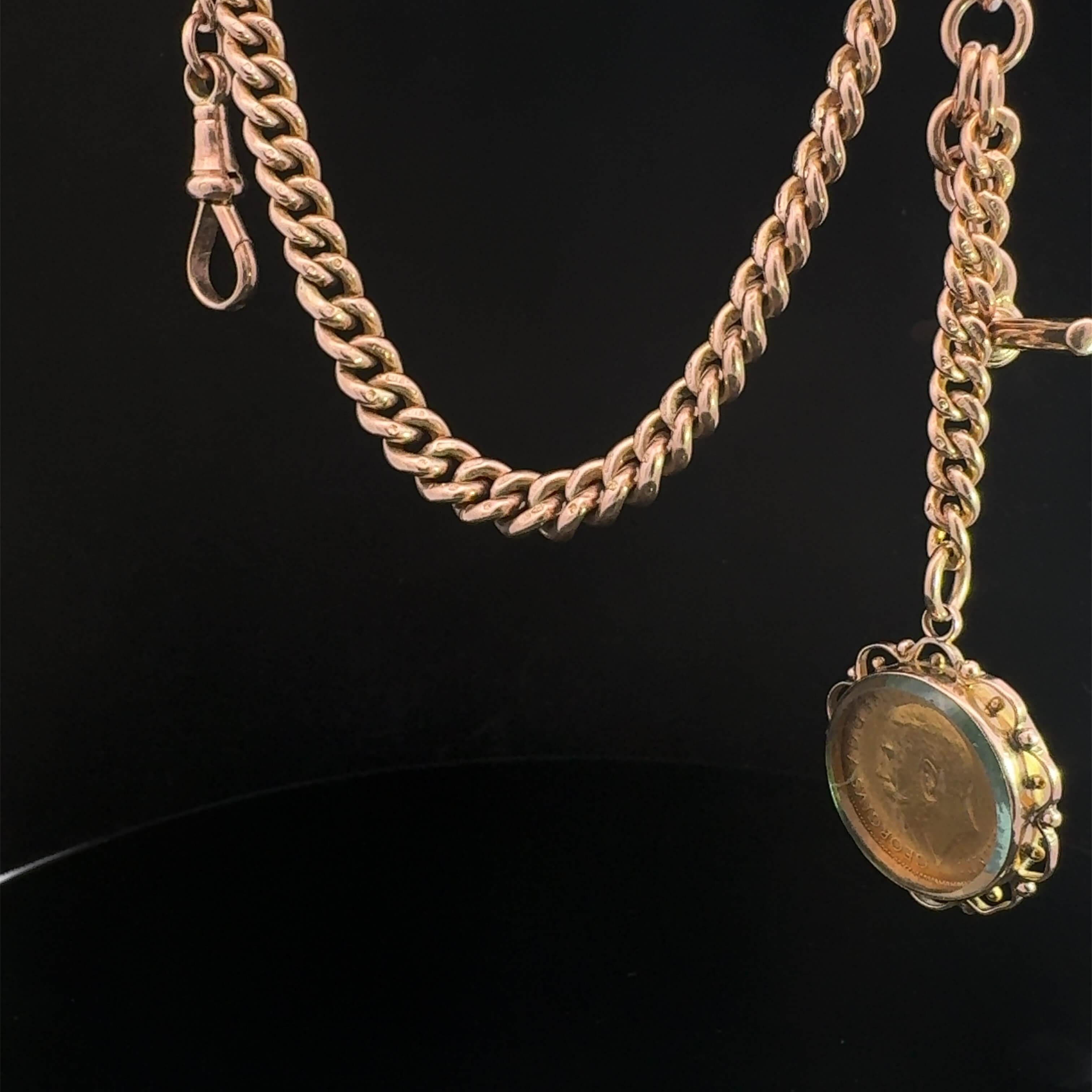 Edwardian Albert Fob Chain with A half Sovereign Circa 1912 2