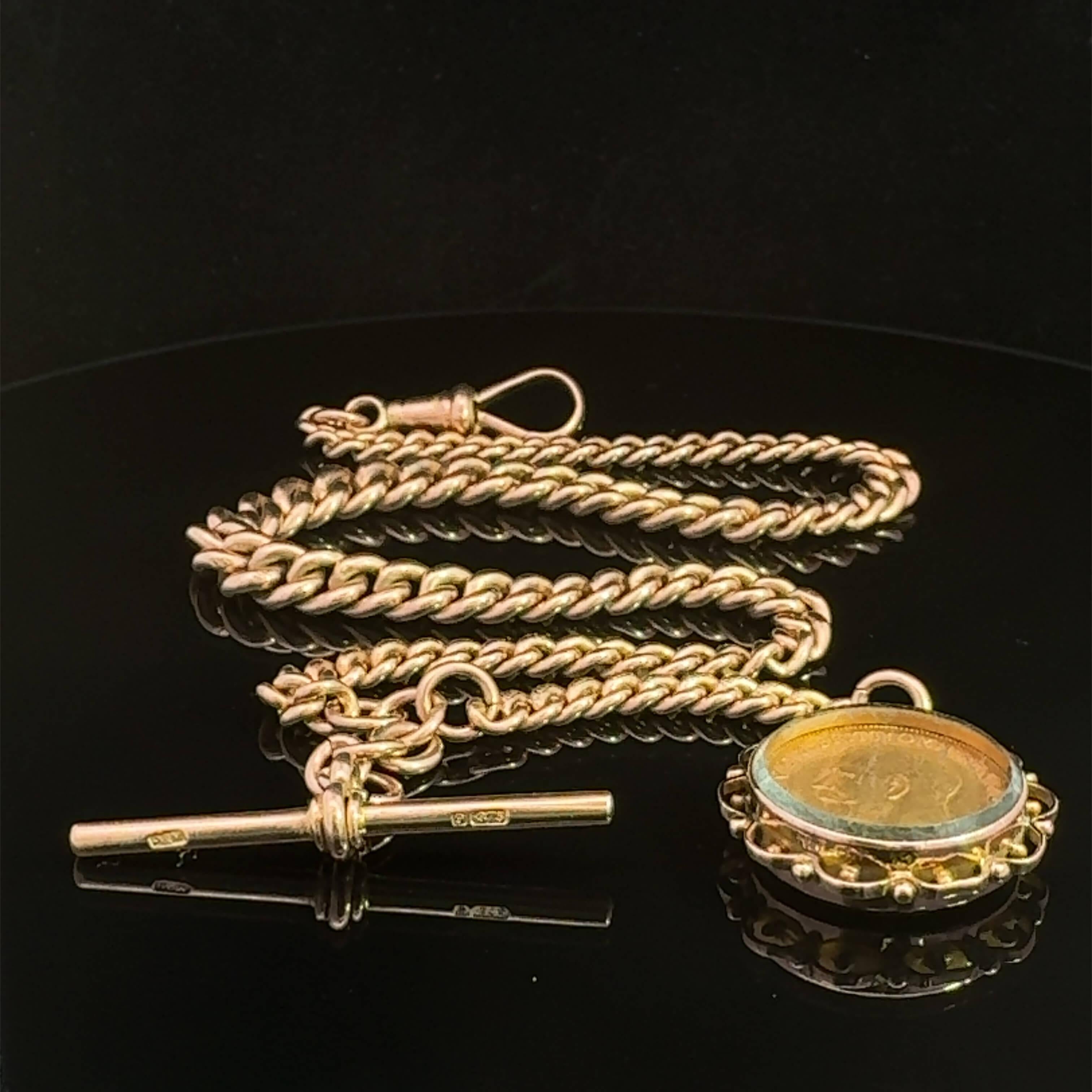 Edwardian Albert Fob Chain with A half Sovereign Circa 1912 3