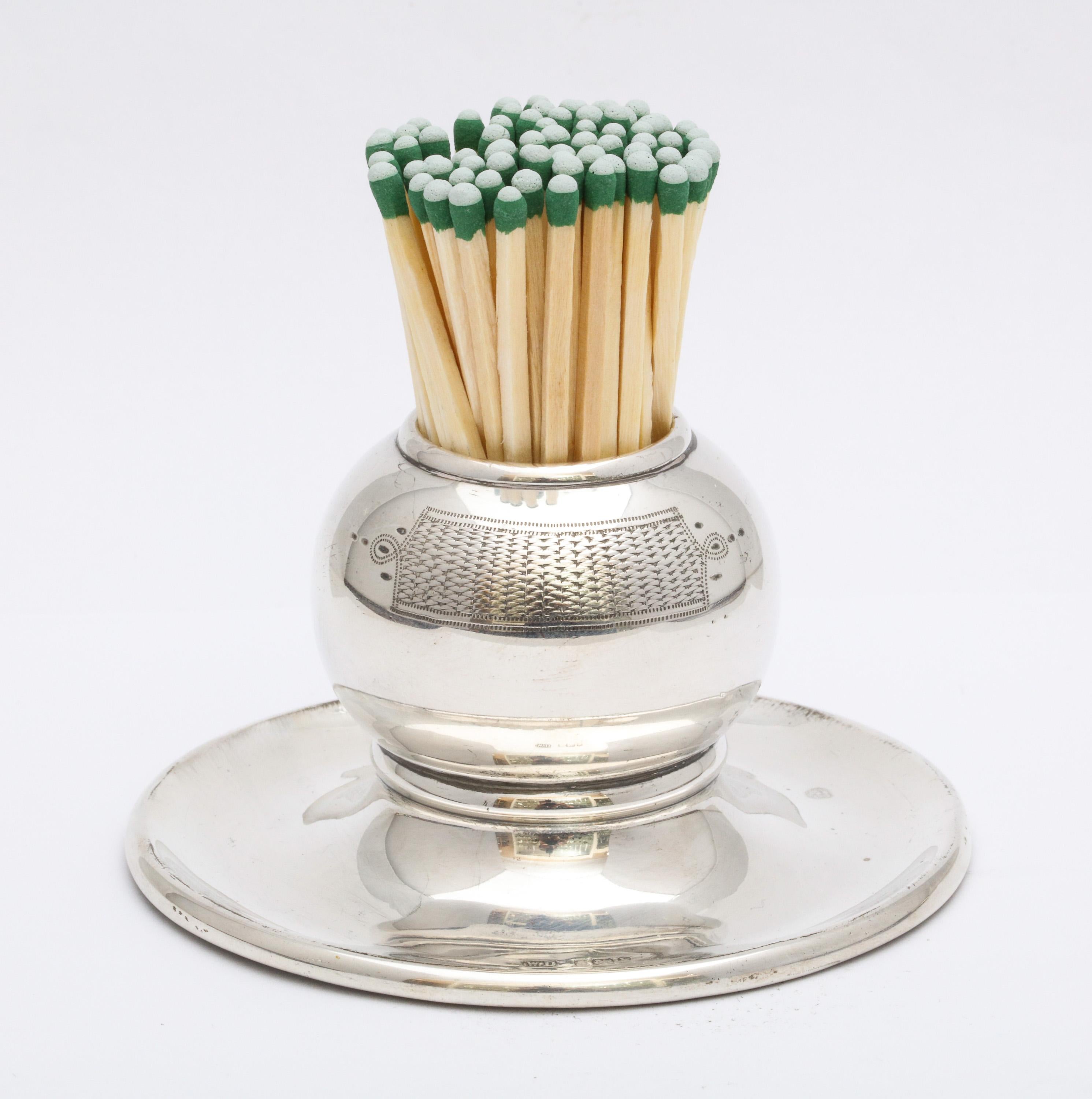 Early 20th Century Edwardian All Sterling Silver Match Striker on Sterling Silver Base