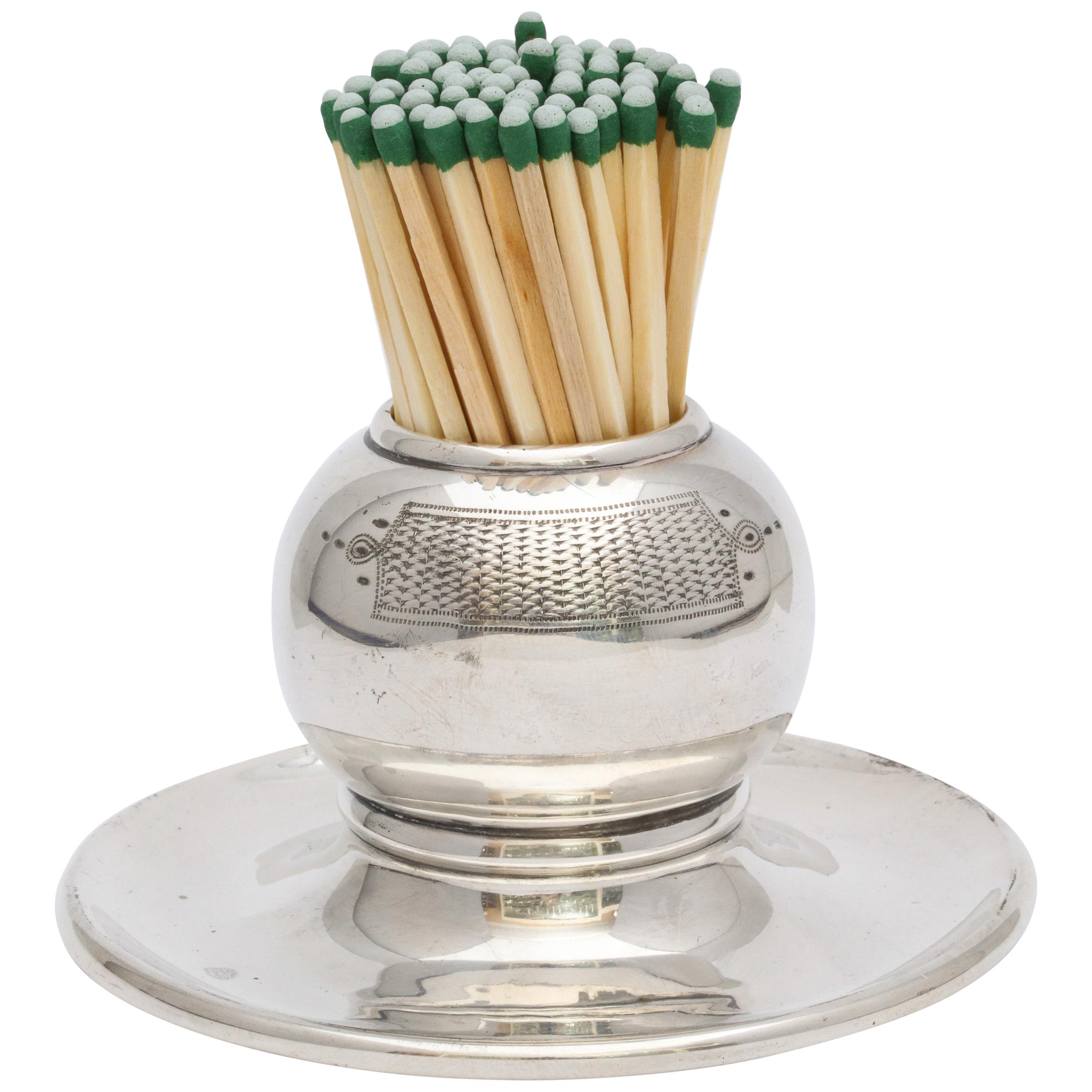 Edwardian All Sterling Silver Match Striker on Sterling Silver Base