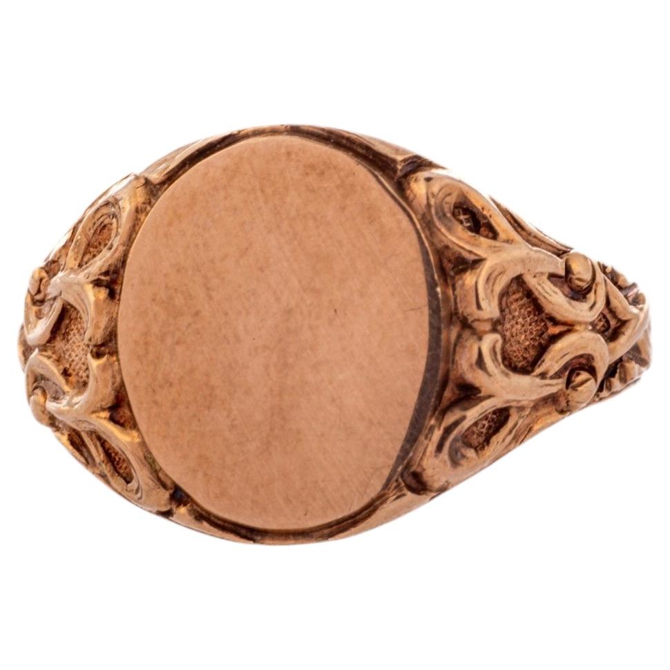 Edwardian Alsop Brothers 14kt Eternity Knot Signet Ring For Sale