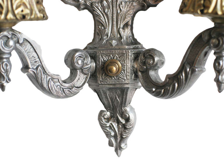 American Edwardian Aluminum Crest Wall Sconce For Sale