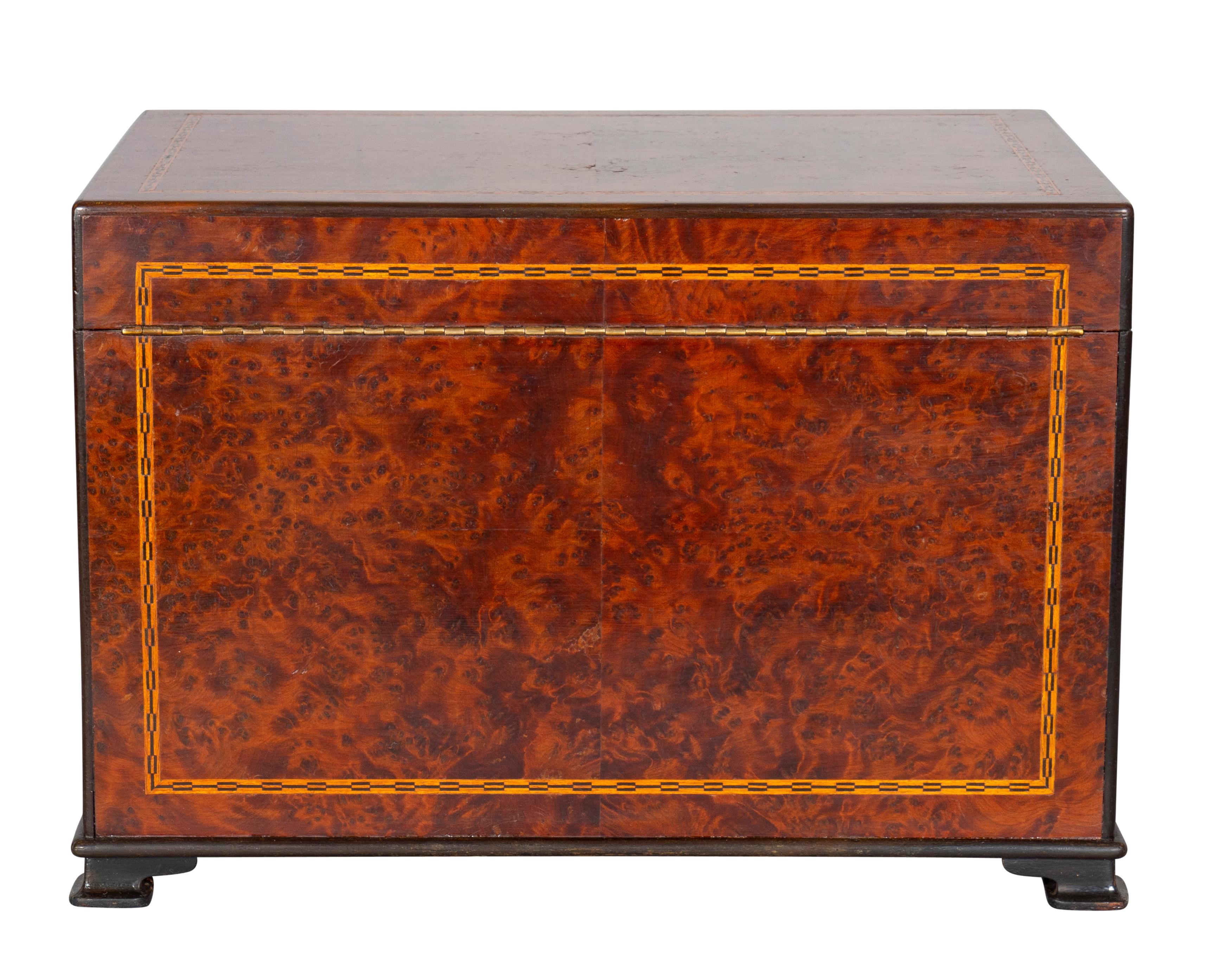English Edwardian Amboyna Wood Humidor by Dunhill