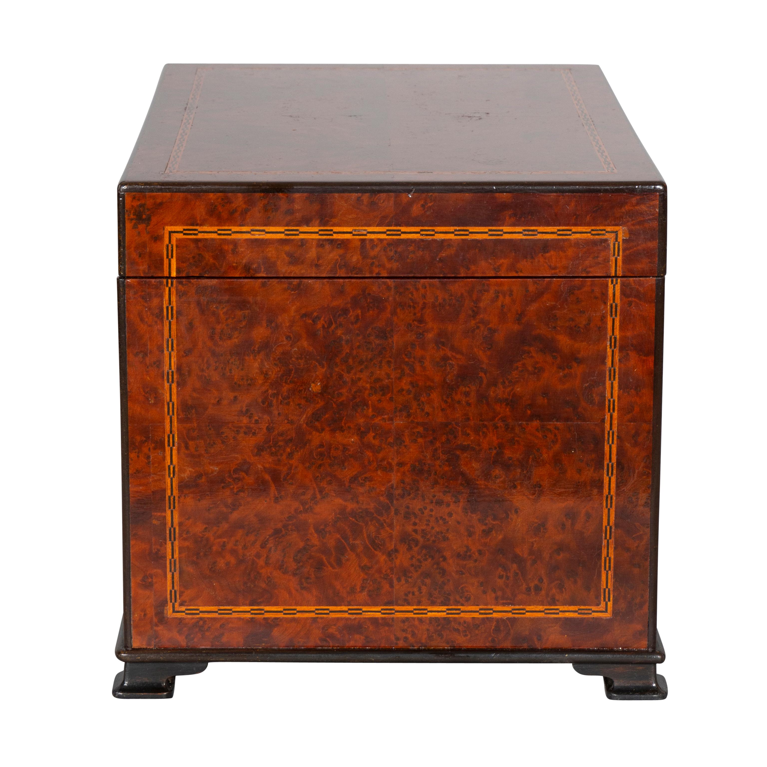 Edwardian Amboyna Wood Humidor by Dunhill In Good Condition In Essex, MA