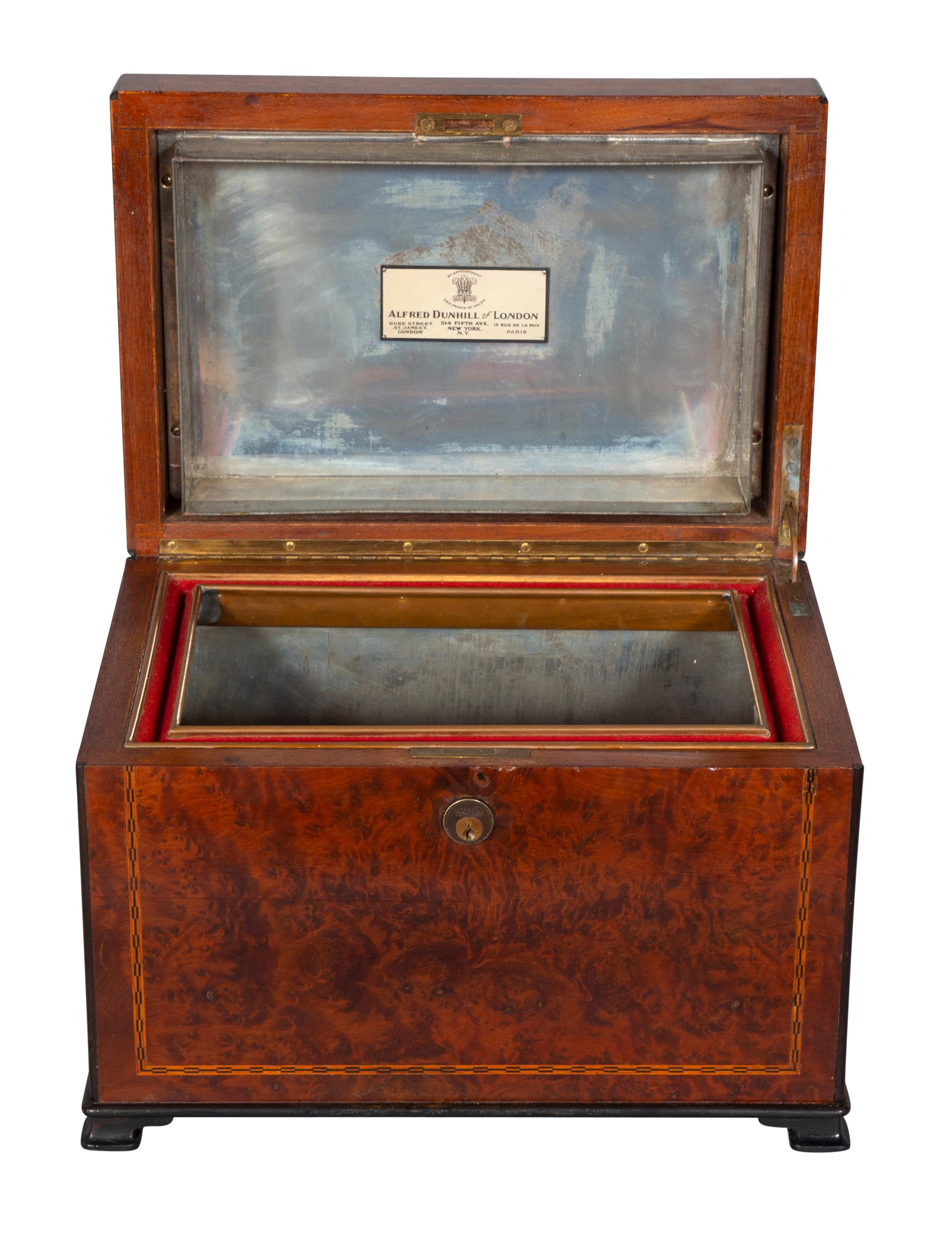 Edwardian Amboyna Wood Humidor by Dunhill 1