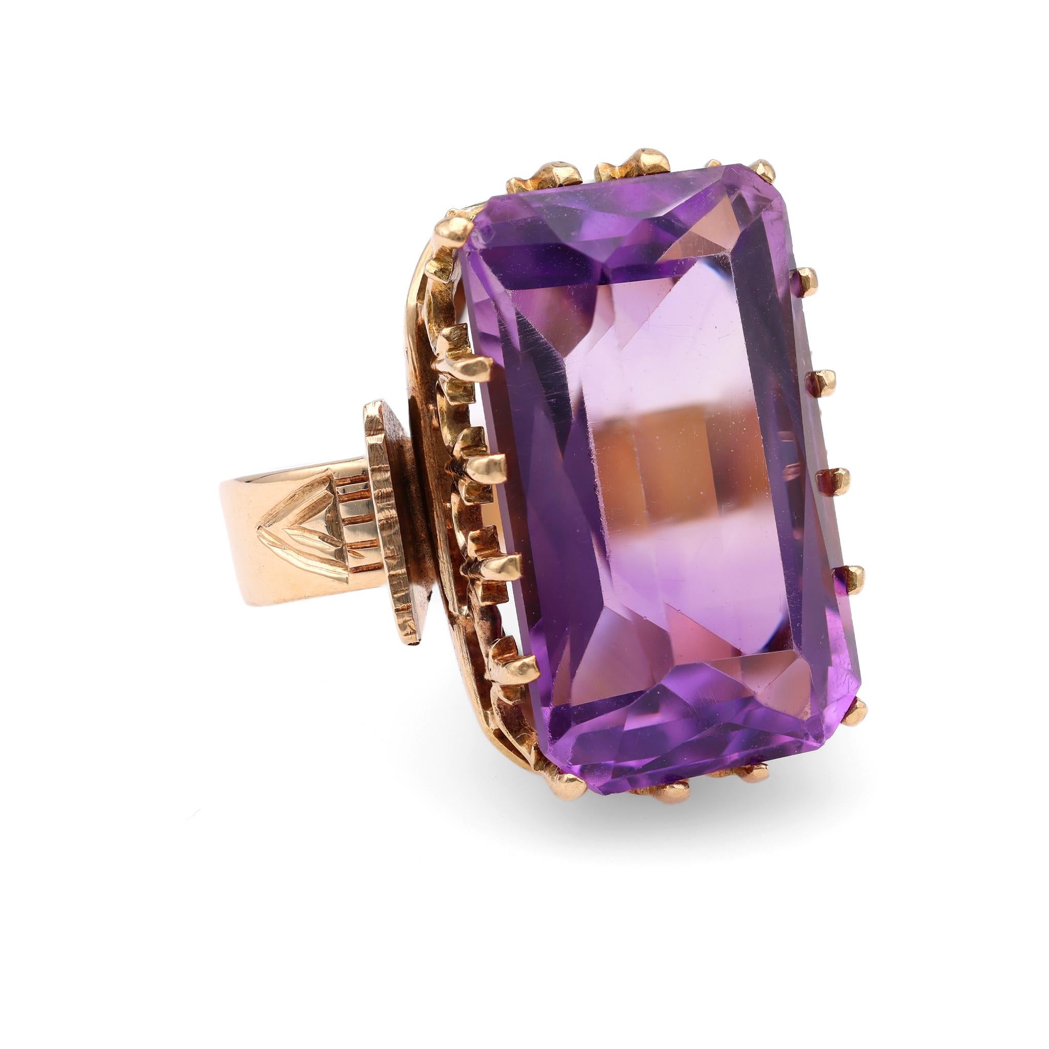 Edwardian Amethyst 14k Yellow Gold Ring In Good Condition For Sale In Beverly Hills, CA