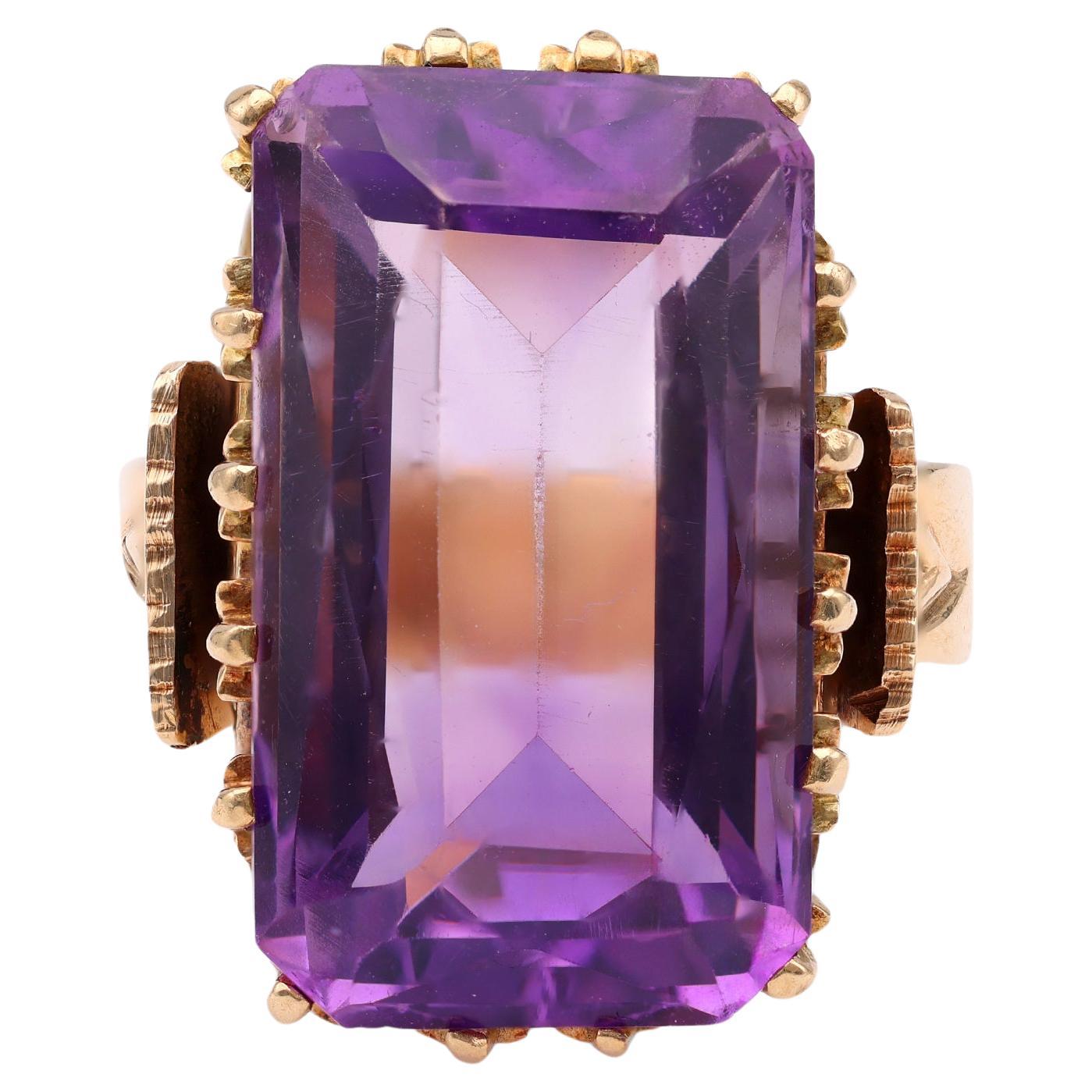 Edwardianischer Amethyst 14k Gelbgold Ring