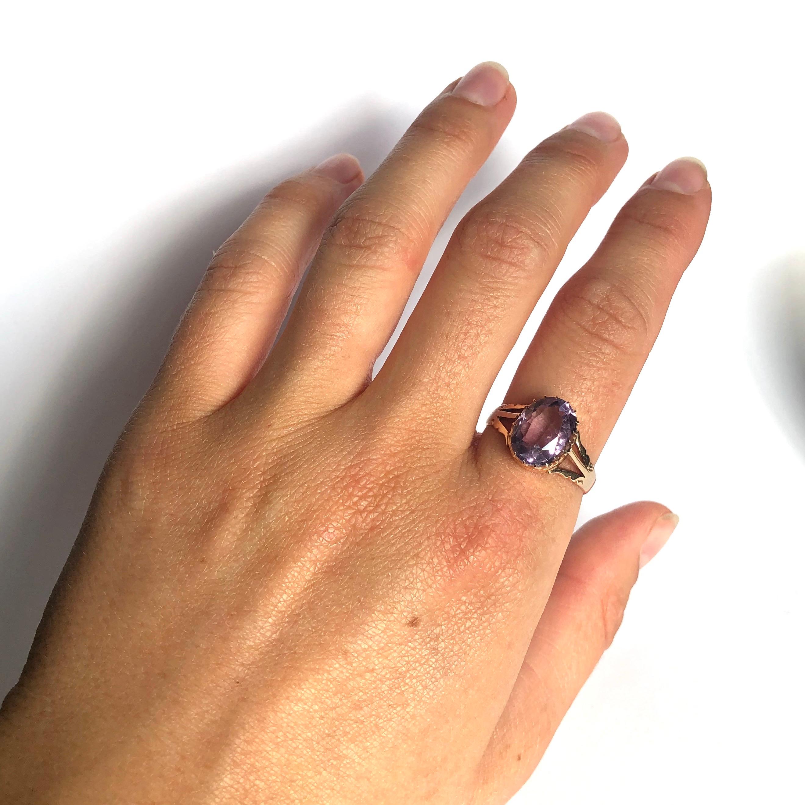 Edwardian Amethyst and 15 Carat Gold Ring In Excellent Condition In Chipping Campden, GB