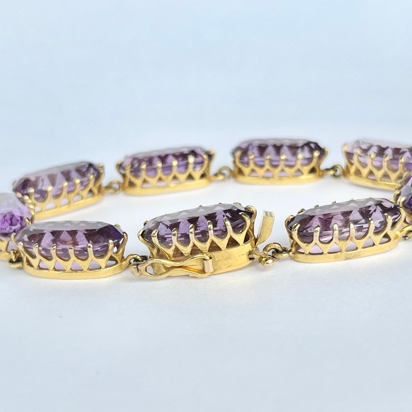 Women's Edwardian Amethyst and 9 Carat Gold Bracelet For Sale