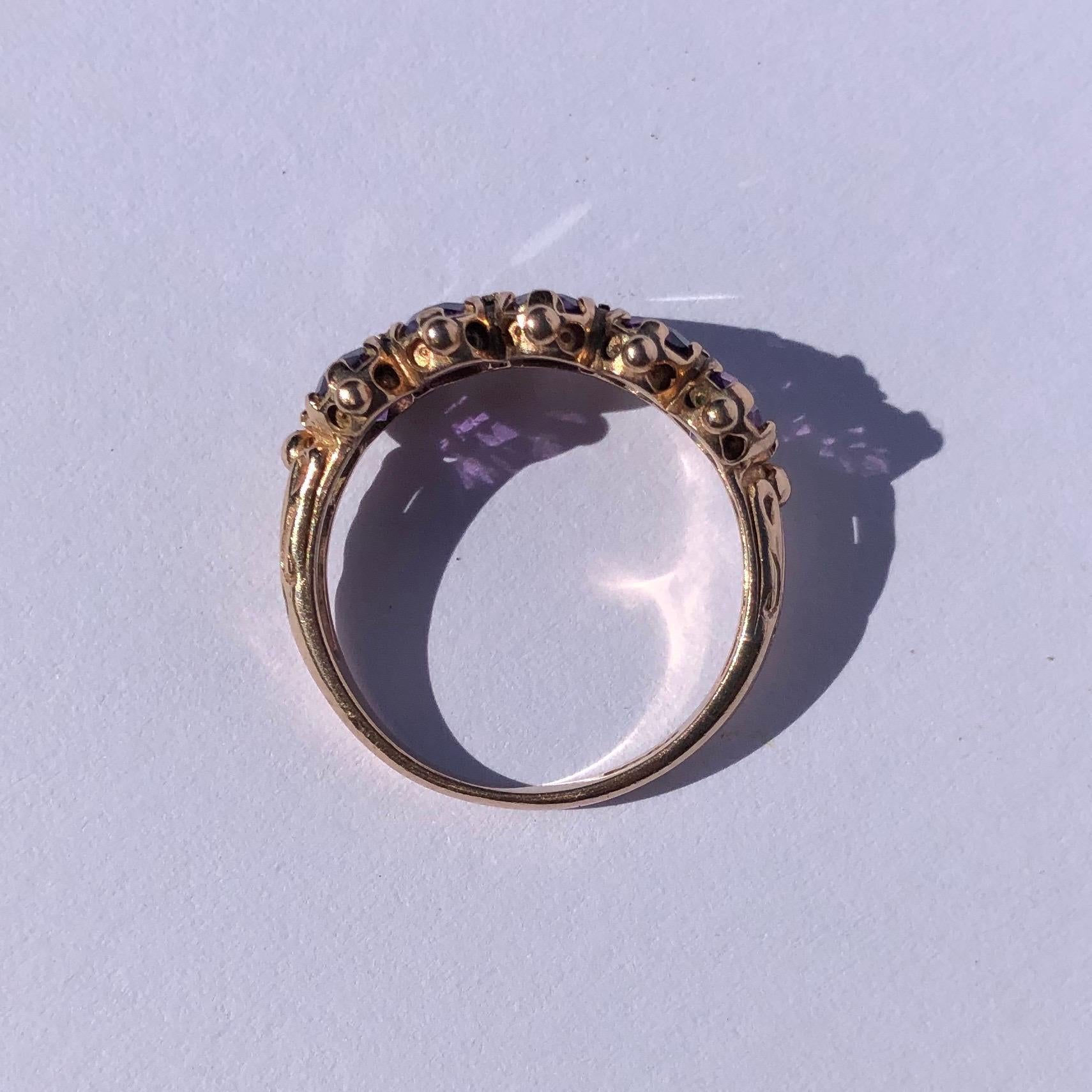 5 stone amethyst ring