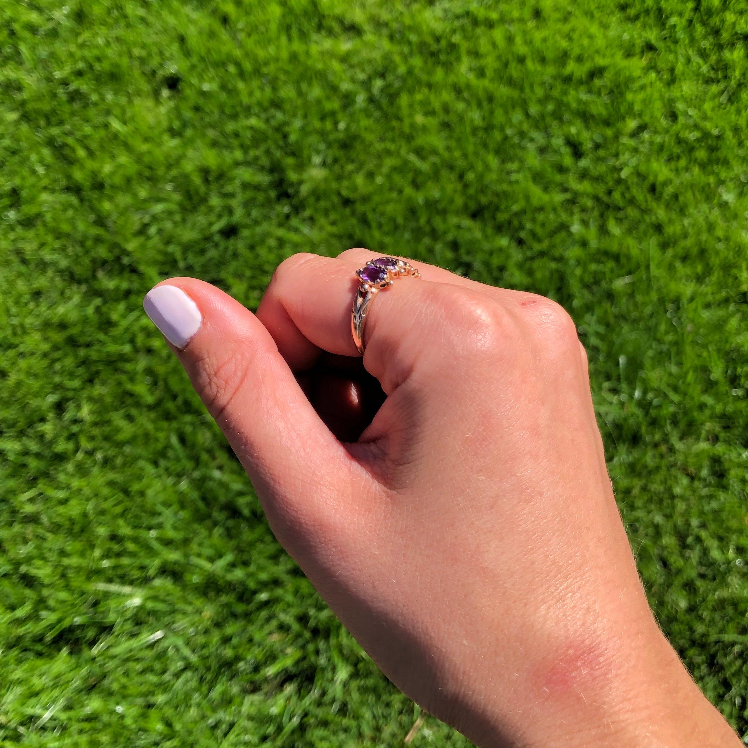 Women's Edwardian Amethyst and 9 Carat Gold Five-Stone Ring