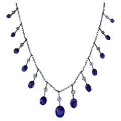 Collana ad anello in oro giallo 9 carati con ametista e crisoprasio di epoca edoardiana