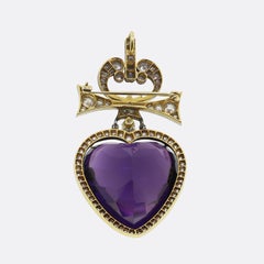 Edwardian Amethyst and Diamond Drop Pendant