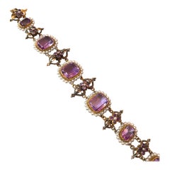 Edwardian Amethyst and Pearl 18 Carat Gold Bracelet