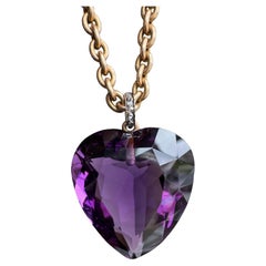 Edwardianischer Amethyst und Diamant-Herz-Anhänger im Rosenschliff